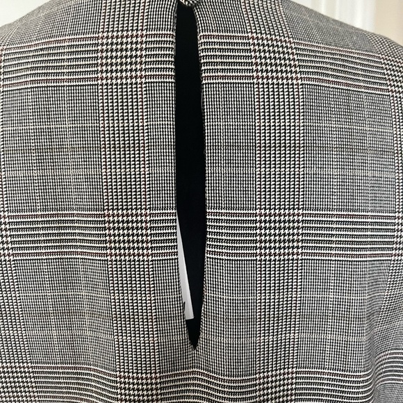 H&M, red, blk & wht plaid midi dress. Short tie sleeves. - Picture 3 of 6